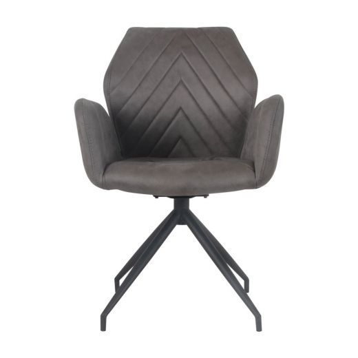 Dining room chair with armrests rotatable with herringbone pattern Apollo - Stone