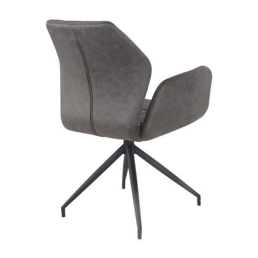 Dining room chair with armrests rotatable with herringbone pattern Apollo - Stone