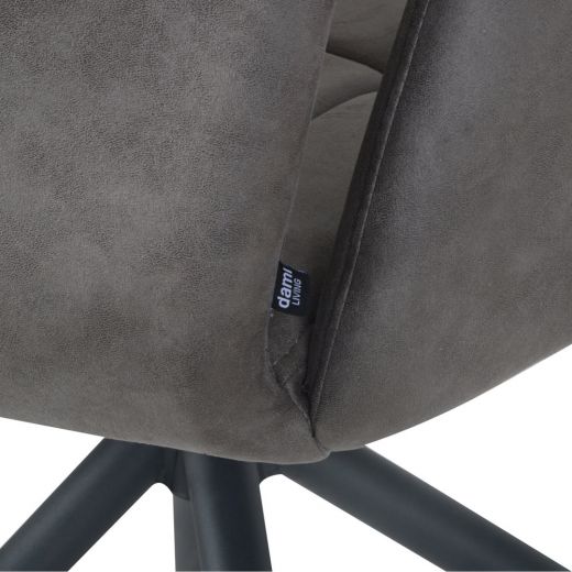 Dining room chair with armrests rotatable with herringbone pattern Apollo - Stone
