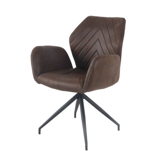 Dining room chair with armrests rotatable with herringbone pattern Apollo - Burgundy