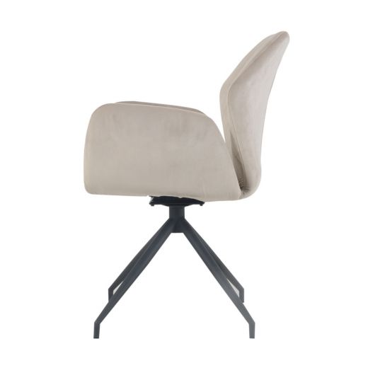 Dining room chair with armrests rotatable with herringbone pattern Apollo - Velvet Taupe