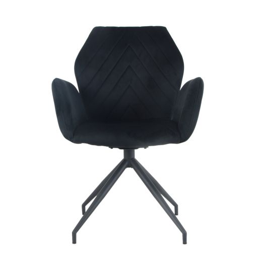 Dining room chair with armrests rotatable with herringbone pattern Apollo - Velvet Black