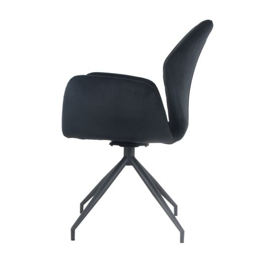Dining room chair with armrests rotatable with herringbone pattern Apollo - Velvet Black
