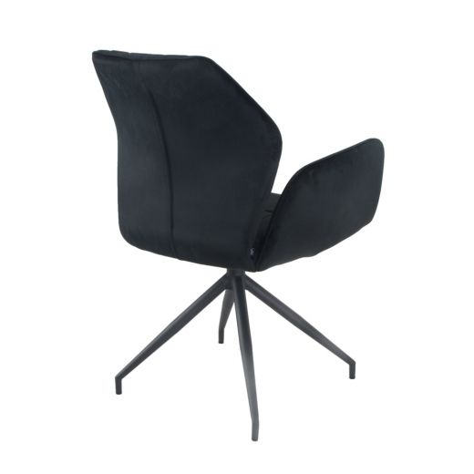 Dining room chair with armrests rotatable with herringbone pattern Apollo - Velvet Black