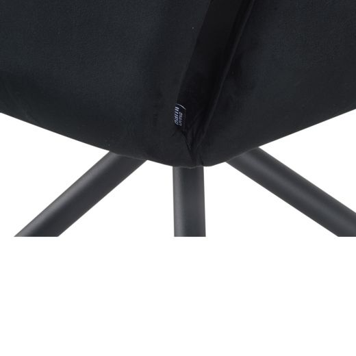 Dining room chair with armrests rotatable with herringbone pattern Apollo - Velvet Black