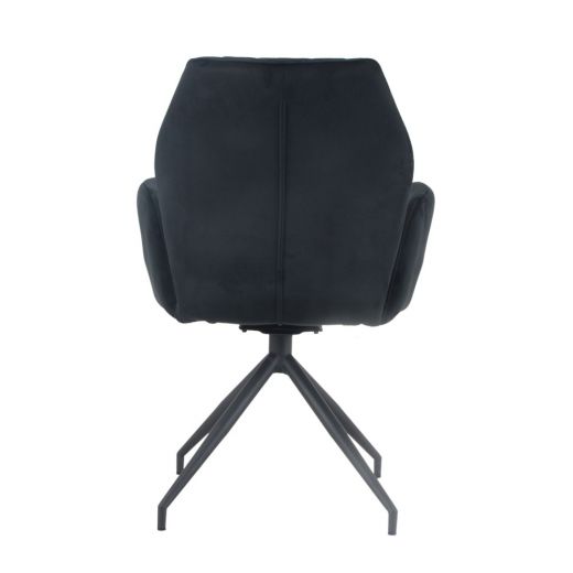 Dining room chair with armrests rotatable with herringbone pattern Apollo - Velvet Black