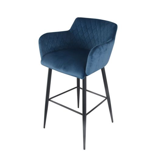 Bar stool velvet velvet metal 75 cm rose - velvet blue