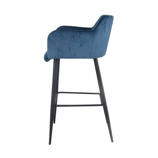 Bar stool velvet velvet metal 75 cm rose - velvet blue