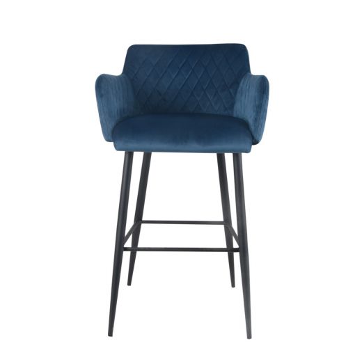 Bar stool velvet velvet metal 75 cm rose - velvet blue