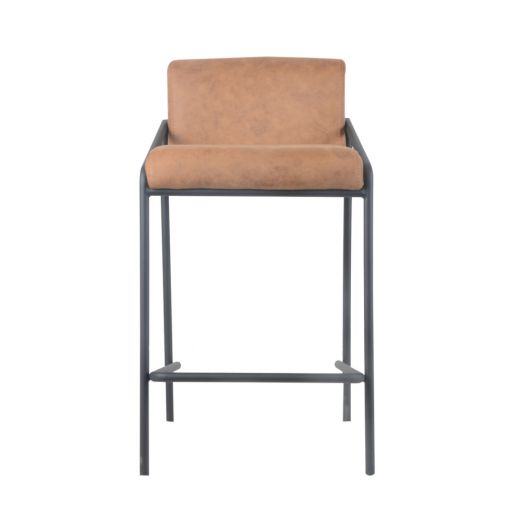 Bar stool metal 65 cm leather look Lev - Cognac