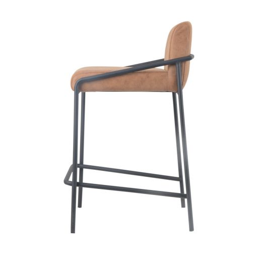 Bar stool metal 65 cm leather look Lev - Cognac