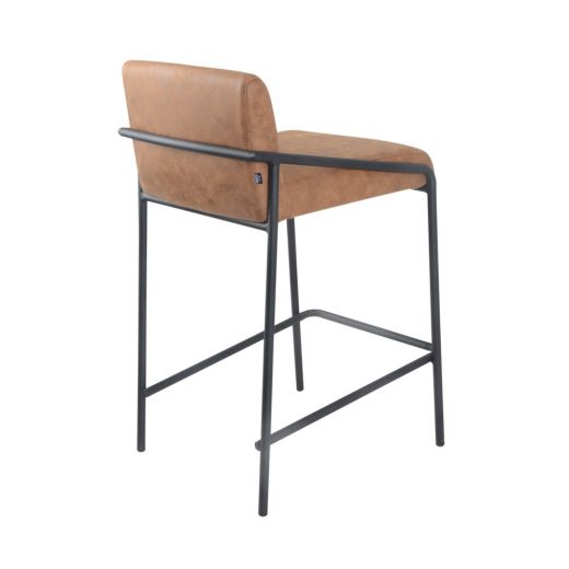 Bar stool metal 65 cm leather look Lev - Cognac