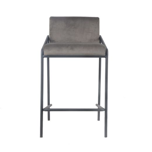Bar stool velvet velvet and bouclé metal 65 cm Lev - velvet gray