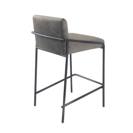 Bar stool velvet velvet and bouclé metal 65 cm Lev - velvet gray