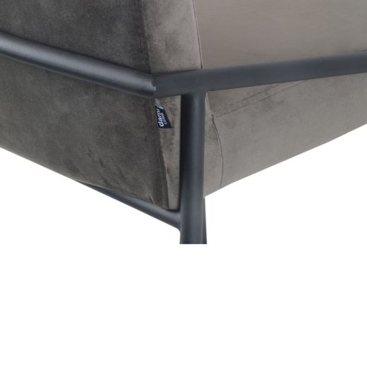 Bar stool velvet velvet and bouclé metal 65 cm Lev - velvet gray