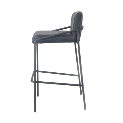 Bar stool metal artificial leather 75 cm Lev - Vegan leather black