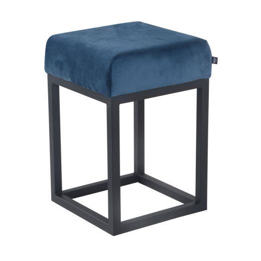 Stool Industrial Chic Velvet Velvet and Bouclé Brucy - Velvet Blue