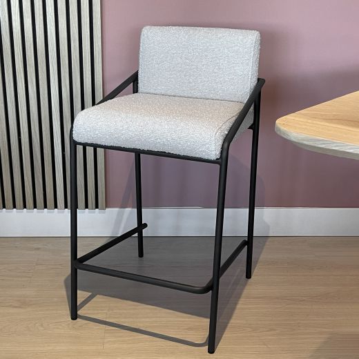 Bar stool Velvet Velvet and Bouclé Metal 65 cm Lev - Bouclé Beige