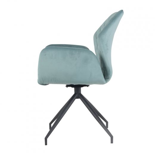 Dining room chair with armrests rotatable with herringbone pattern Apollo - Velvet Mintgroen