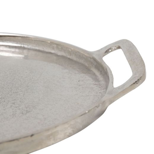 Serving Tray round with handles silver 35x3,5 dia30cm