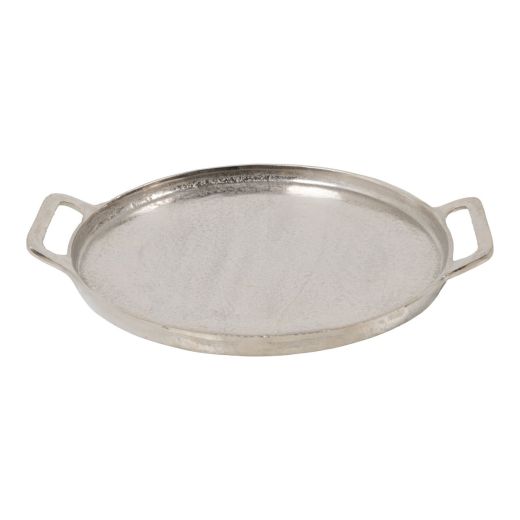 Serving Tray round with handles silver 40x4,5 dia35cm