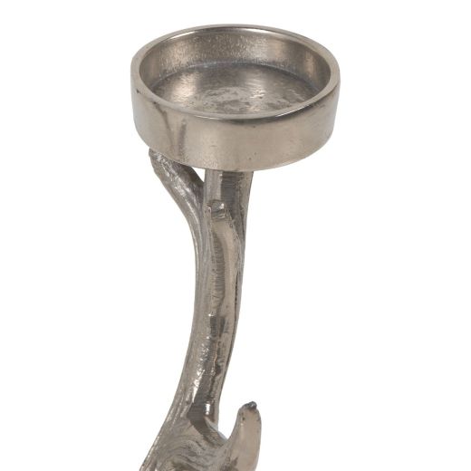 Candle Holder deer head silver 37x24cm