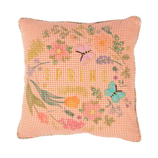Cushion Artisan Gingham spring print orange 45x45cm