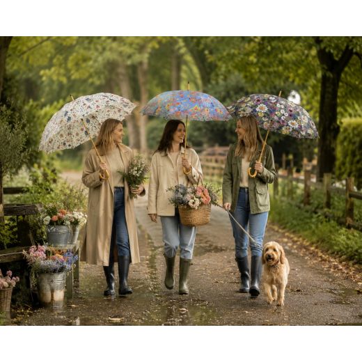 Paraplu bloemenweide off white 105 cm