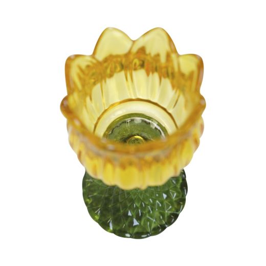 glass tea light tulip yellow 17cm