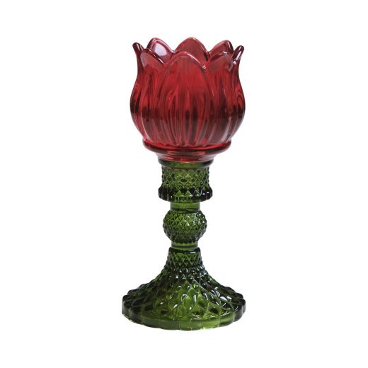 Glas Teelicht Tulpe Rot 17cm
