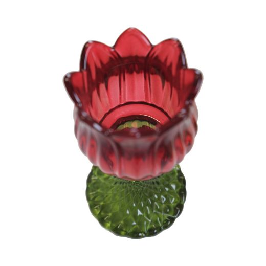 glas waxinelicht tulp rood 17cm