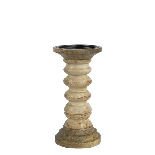 candle holder mango wood ripple h20 dia 10cm