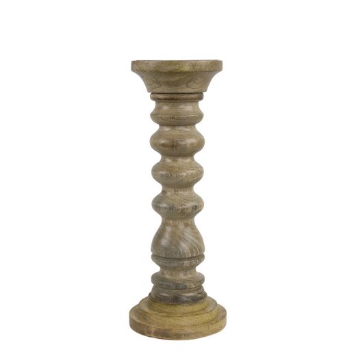 candle holder mango wood ripple 30cm