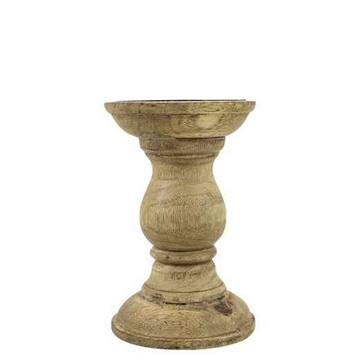 candle holder round mango wood 15cm