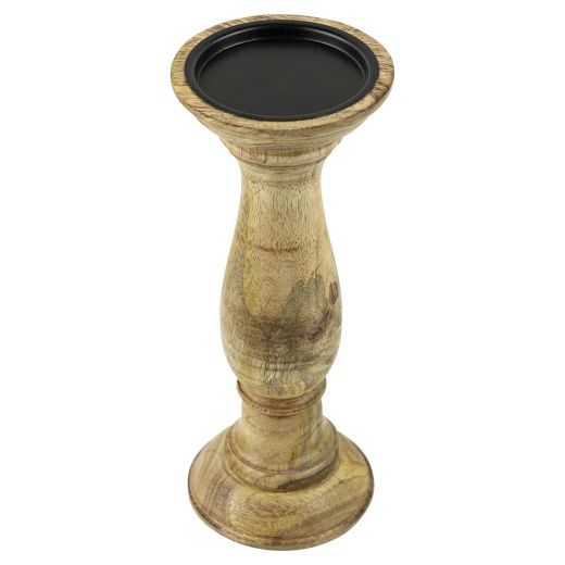 candle holder round mango wood 25cm