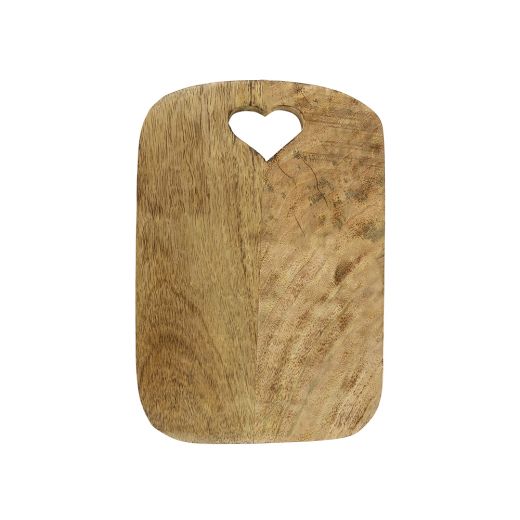 chopping board heart mango wood 25cm