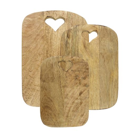 chopping board heart mango wood 25cm