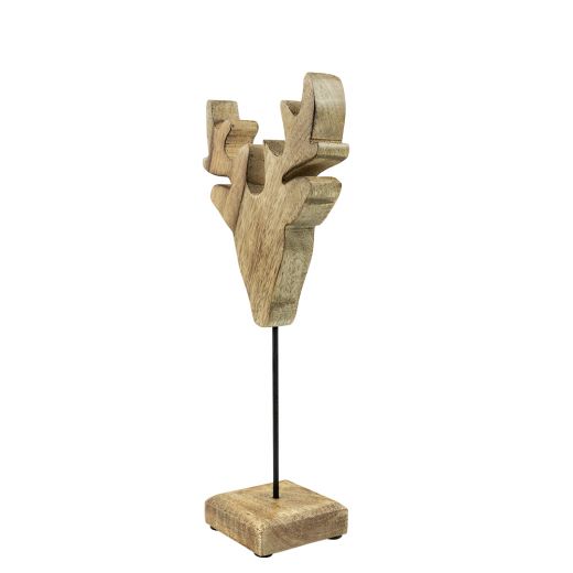 cerf debout bois de mangue h33,5 d14,5x8cm