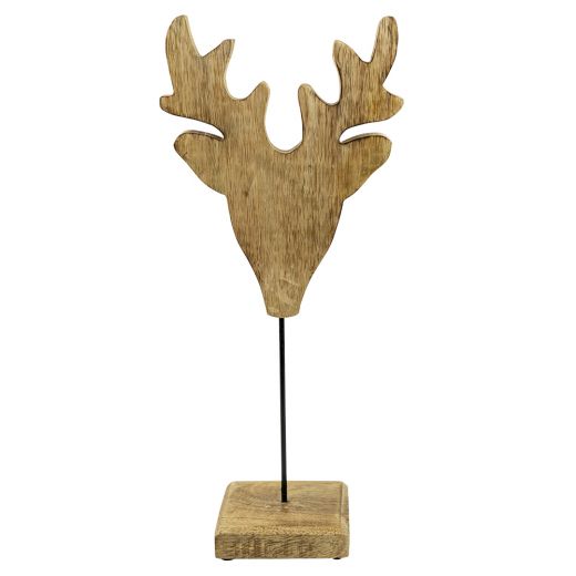 cerf debout bois de mangue h41 d18x10cm