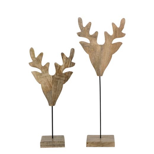 bois de manguier cerf debout h90 d20x40cm