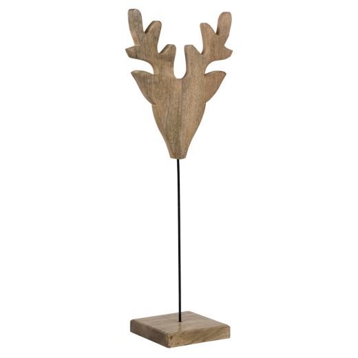 bois de manguier cerf debout h90 d20x40cm