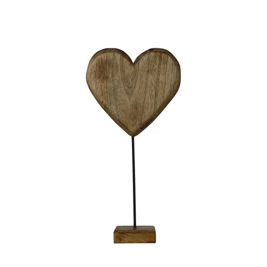 bois de manguier coeur debout h35 d18x8cm