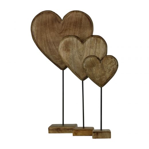 bois de manguier coeur debout h45 d23x10cm