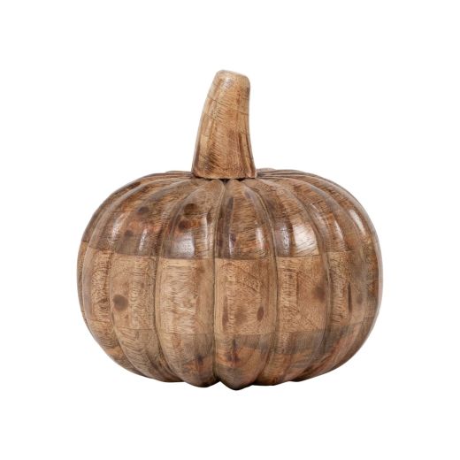 Decoratie Pompoen mango hout h15 d15cm