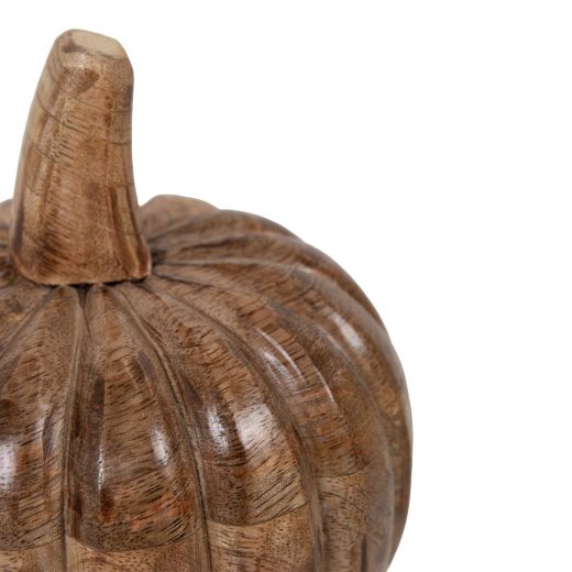 Decoratie Pompoen mango hout h15 d15cm