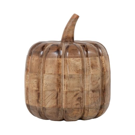 Decoratie Pompoen mango hout h25 d20cm