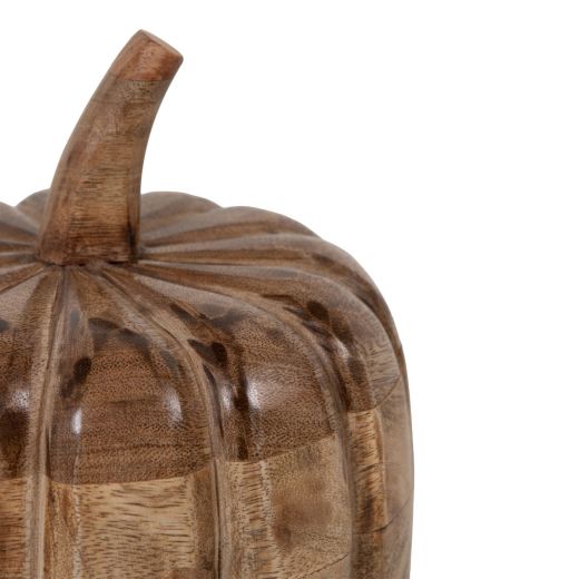 Decoratie Pompoen mango hout h25 d20cm