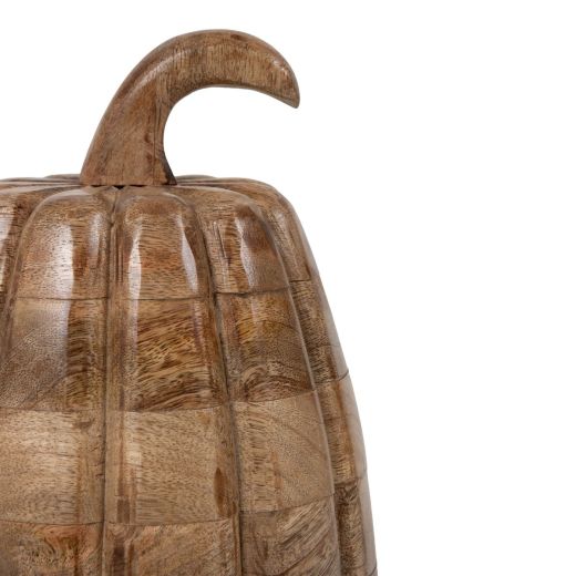 Decoratie Pompoen mango hout h18 d28cm