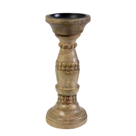 Candle Holder mango wood bubble 25cm