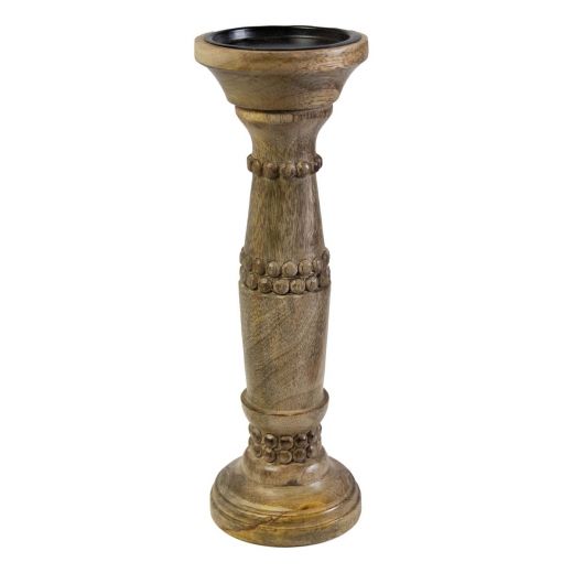 Candle Holder mango wood bubble 30cm